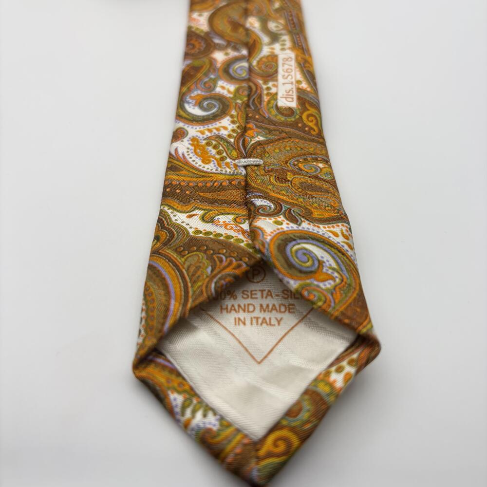 Brioni Silk Tie with Brown Paisley Pattern - Picture 4 of 6
